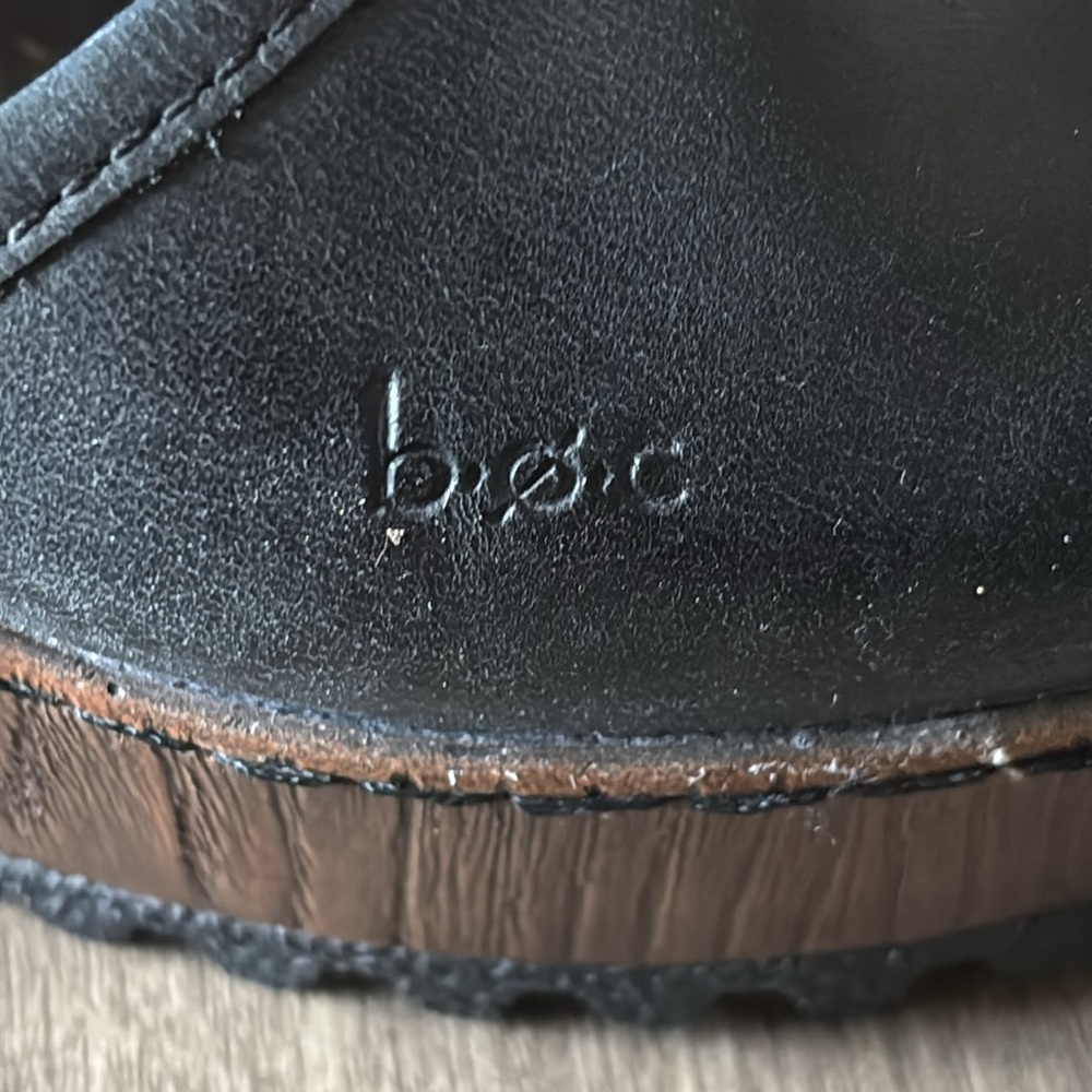 BOC Black Leather Wedge Clogs - Picture 2 of 9